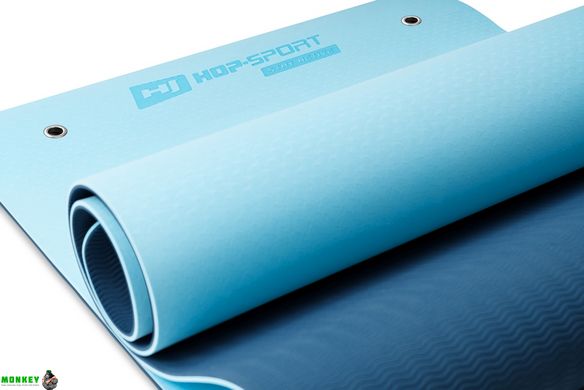 Фітнес-килимок з отворами Hop-Sport TPE 0,8см HS-T008GM синьо-блакитний