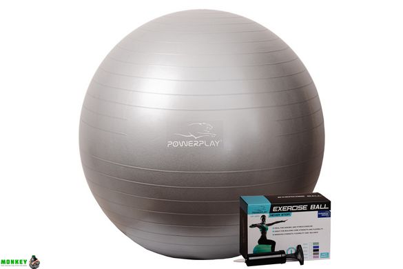 Мяч для фитнеса и гимнастики PowerPlay 4001 75см серебристый + насос