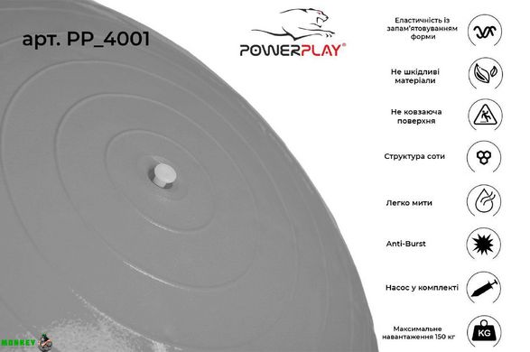 М'яч для фітнесу PowerPlay 4001 75см Сріблястий + насос