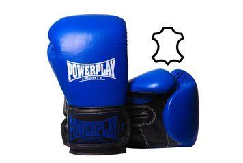 Боксерські рукавиці PowerPlay 3015 Сині (натуральна шкіра) 12 унцій