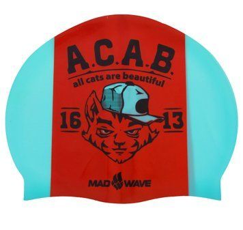 Шапочка для плавания MadWave A.C.A.B. M055823000W бирюзовый-оранжевый