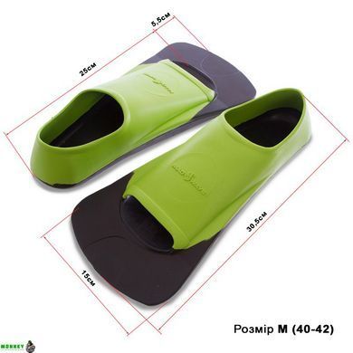 Ласти для тренувань у басейні короткі із закритою п'ятою MadWave M074903 3XS (32-34), зелений