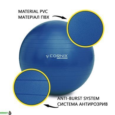 М'яч для фітнесу (фітбол) Cornix 85 см Anti-Burst XR-0249 Blue