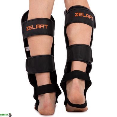 Защита голени и стопы Муай Тай, ММА, Кикбоксинг кожаная Zelart VL-3152 Черный S