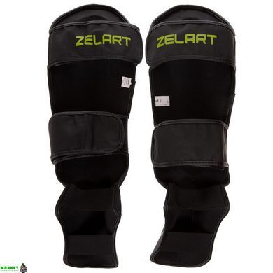 Защита голени и стопы Муай Тай, ММА, Кикбоксинг кожаная Zelart VL-3152 Черный S