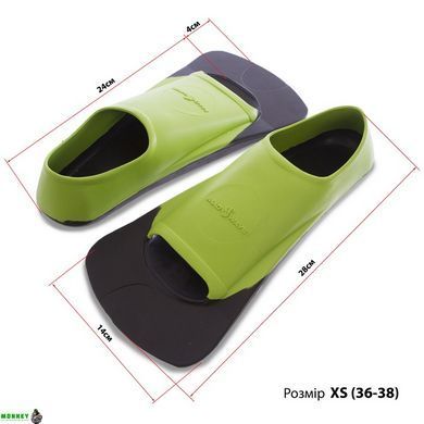 Ласти для тренувань у басейні короткі із закритою п'ятою MadWave M074903 3XS (32-34), зелений