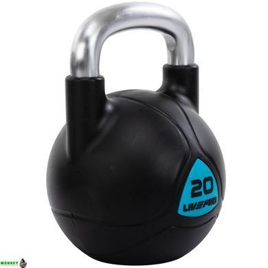 Гиря полиуретановая с хромированной ручкой LiveUp LP8040-20 вес 20кг черный