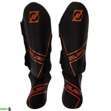 Защита голени и стопы Муай Тай, ММА, Кикбоксинг кожаная Zelart VL-3152 Черный S