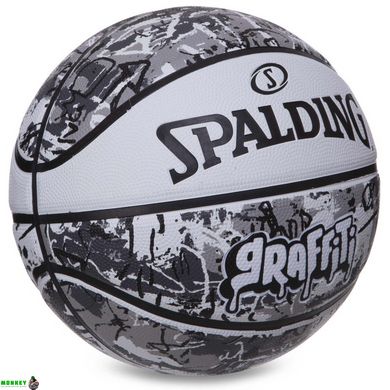 Мяч баскетбольный резиновый №7 SPALDING 84375Y GRAFFITI белый-черный