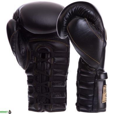 Перчатки боксерские кожаные UFC PRO Prem Lace Up UHK-75046 16 унций черный