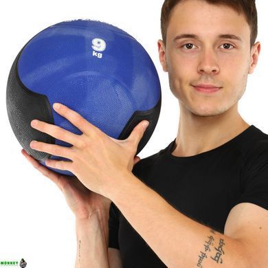 М'яч медичний медбол Zelart Medicine Ball FI-5121-9 9кг синій-чорний