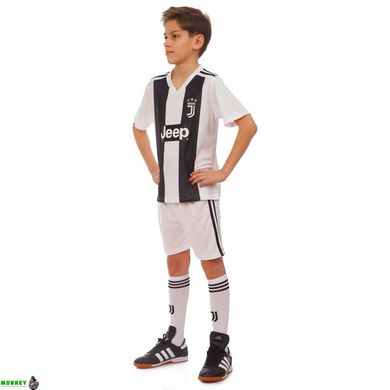 Форма футбольная детская с символикой футбольного клуба JUVENTUS домашняя 2019 SP-Planeta CO-8020 6-14 лет белый-черный