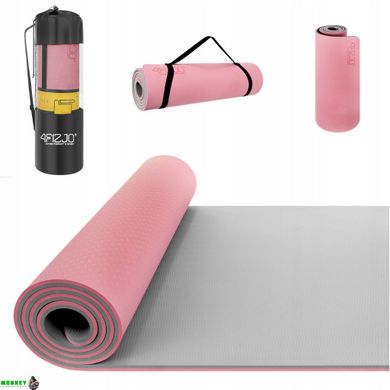 Коврик (мат) для йоги та фітнесу 4FIZJO TPE 1 см 4FJ0200 Pink/Grey