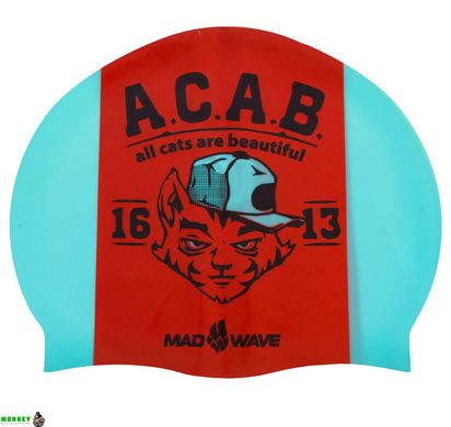 Шапочка для плавання MadWave A.C.A.B. M055823000W бірюзовий-помаранчевий