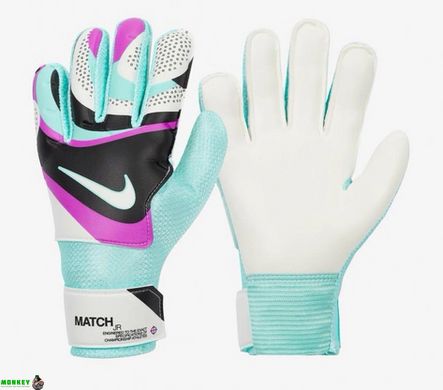 Вратарские перчатки Nike NK GK MATCH JR-HO23 белый, бирюзовый Дет 5 (15,6 см)