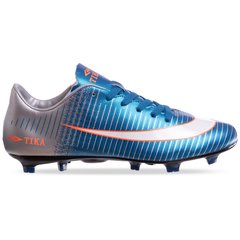 Бутсы футбольная обувь TIKA GF-001-1-B размер 39-44 (верх-TPU, подошва-термополиуретан (TPU), синий-серебряный)