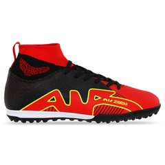 Сороконожки обувь футбольная с носком ZOOM 220104-1 BLACK/LIME/RED размер 40-45 (верх-PU, подошва-RB, черный-красный)