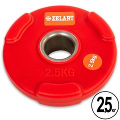 Диски поліуретанові Zelart TA-5336-50-2,5 50мм 2,5кг червоний