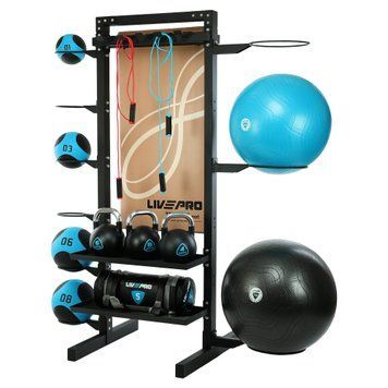 Стеллаж модульный для инвентаря кроссфит STORAGE RACK LiveUp LP8897 размер-156,5x76,6x197,4см черный