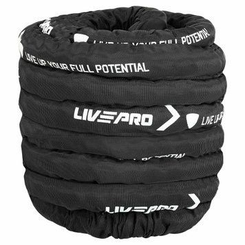 Канат для кроссфита в защитном рукаве BATTLE ROPE LiveUp LP8172-15 15м черный