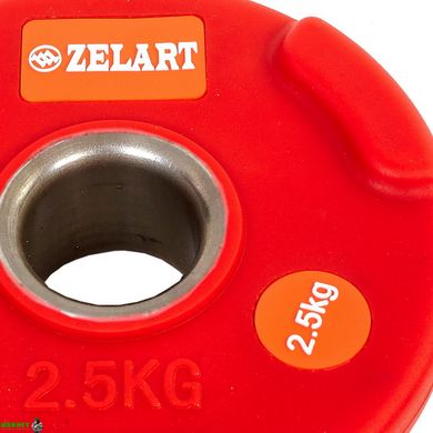 Блины (диски) полиуретановые Zelart TA-5336-50-2,5 50мм 2,5кг красный