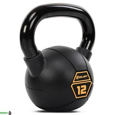 Гиря тренировочная цельная стальная с PVC покрытием Mdbuddy TA-5428-12 вес 12кг черный