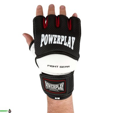 Рукавички для MMA PowerPlay 3075 Чорні-Білі S