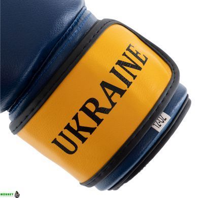 Рукавички боксерські UKRAINE MA-7555 10 унцій синій жовтий