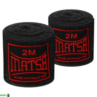 Бинты боксерские (2шт) хлопок с эластаном MATSA MA-6245-2 Черный (l-2м,)
