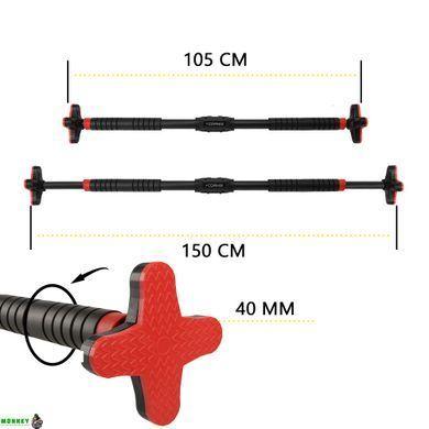 Турнік розсувний Cornix Pro+ 100-150 см XR-0288 Black/Red