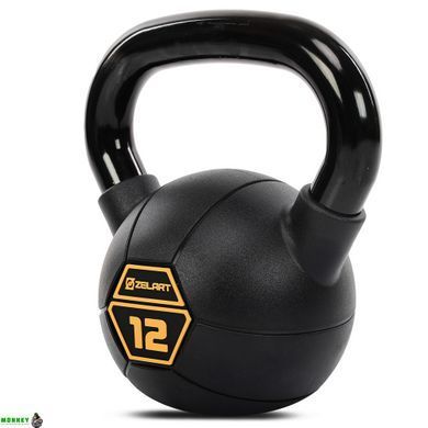 Гиря тренировочная цельная стальная с PVC покрытием Mdbuddy TA-5428-12 вес 12кг черный
