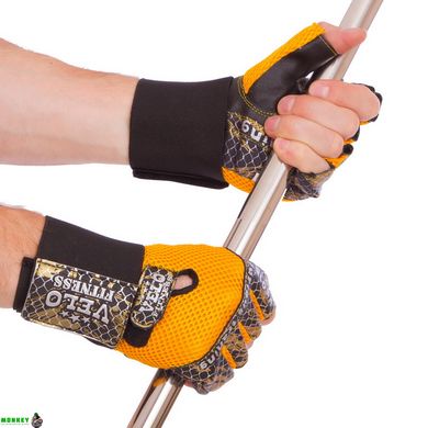 Перчатки для фитнеса и тяжелой атлетики VELO VL-3226 S-XL желтый-черный