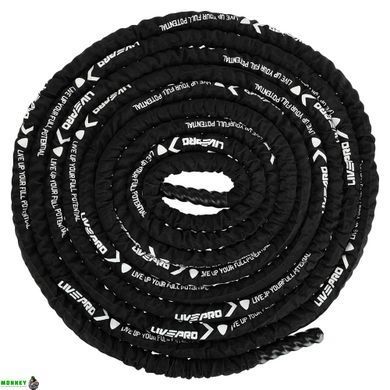 Канат для кроссфита в защитном рукаве BATTLE ROPE LiveUp LP8172-15 15м черный