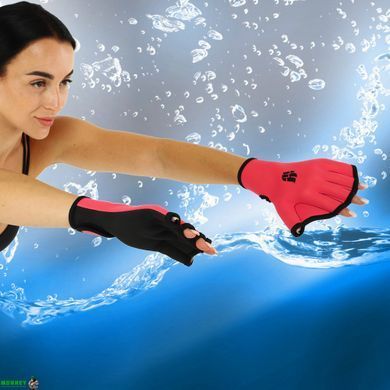 Рукавички для аквафітнесу MadWave M074603 S рожевий-чорний