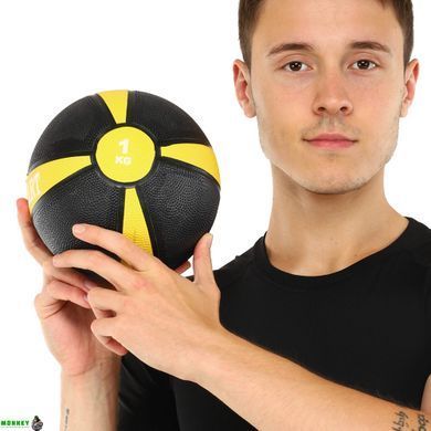 Мяч медицинский медбол Zelart Medicine Ball FI-5122-1 1кг черный-желтый