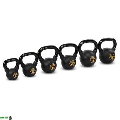 Гиря тренировочная цельная стальная с PVC покрытием Mdbuddy TA-5428-12 вес 12кг черный