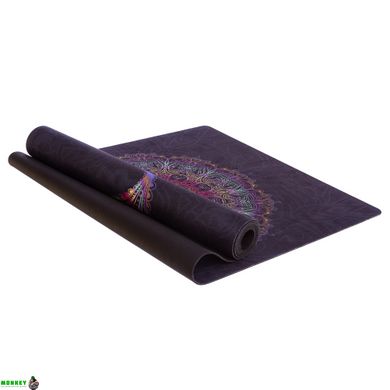 Коврик для йоги Замшевый Record FI-5662-51 размер 183x61x0,3см черный