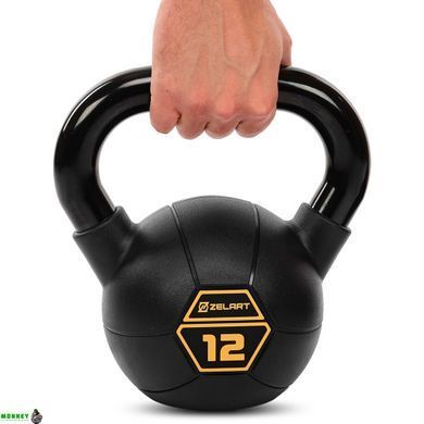 Гиря тренировочная цельная стальная с PVC покрытием Mdbuddy TA-5428-12 вес 12кг черный