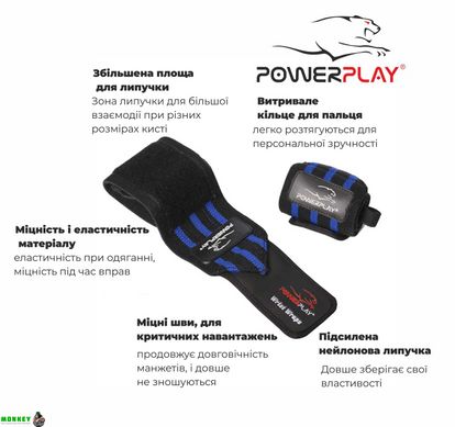 Кистевые бинты PowerPlay 3082 High Level 2 черно-синие
