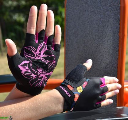 Перчатки для фитнеса MadMax MFG-770 Flower Power Gloves Black/Pink M