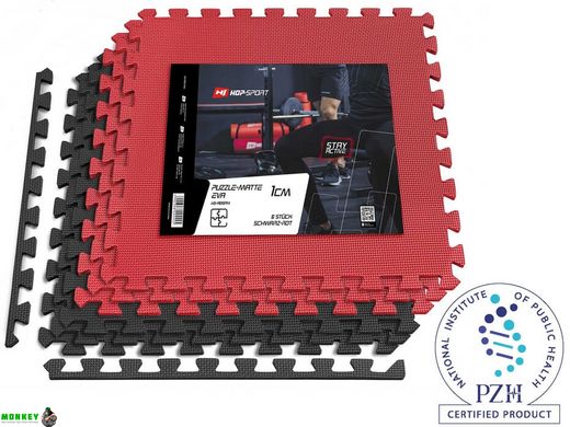 Мат-пазл Hop-Sport EVA 1cm HS-A010PM - 6 частей черно-красный
