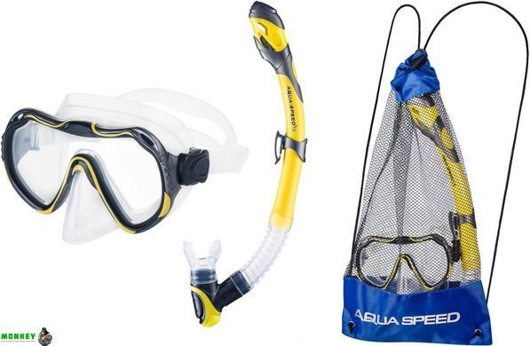Набор маска и трубка Aqua Speed ​​JAVA + ELBA 8206 желтый Уни OSFM