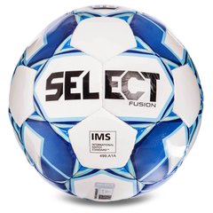 М'яч футбольний №5 SELECT FUSION IMS (FPUS 1100, білий-блакитний)