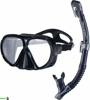 Набір маска і трубка Aqua Speed ​​VANUA + BORNEO(MESH BAG) 8235 чорний Уні OSFM