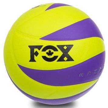 Мяч волейбольный Клееный PU FOX SD-V8007 Лимонный-фиолетовый (PU, №5, 5 сл., клееный)