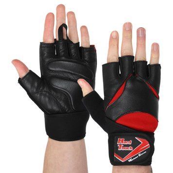 Перчатки для фитнеса и тяжелой атлетики HARD TOUCH FG-9532 Черный-синий S