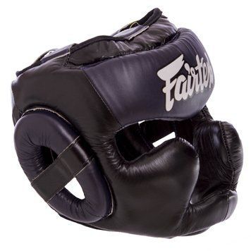 Шолом боксерський з повним захистом шкіряний FAIRTEX HG13-LACES Синій M