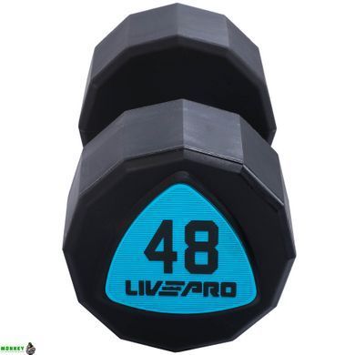 Гантелі цільні професійні з поліуретановим покриттям LivePro LP8003-48 (2х48кг)