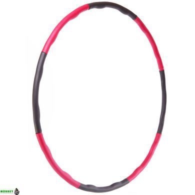 Обруч складной мягкий Хула Хуп Hula Hoop SP-Sport BY-018 Малиновый-серый 8 секций двухцветный