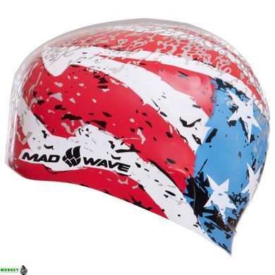 Шапочка для плавания MadWave USA M055303001W синий-красный